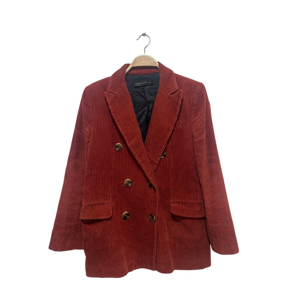 Zara Brown Orange Bohemian Corduroy Boyfriend Fall Blazer Jacket Medium